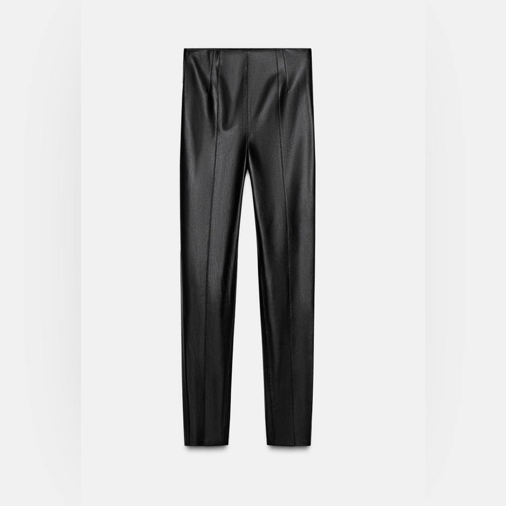 Zara faux leather black ankle zip leggings, medium